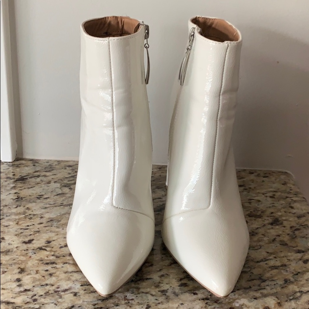 Off White Mid Heel Booties
